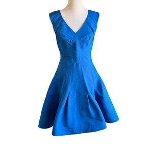ZAC POSEN Classic Silk Faille A-line Blue Dress L21002 Size 2